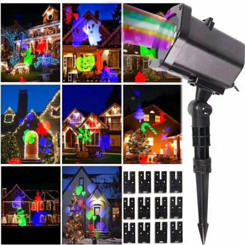 LED Laser Projector Light Snowflake Elk Projection Lamp 6 Patterns Halloween New Year Christmas Decoration Stage Lighting Decor