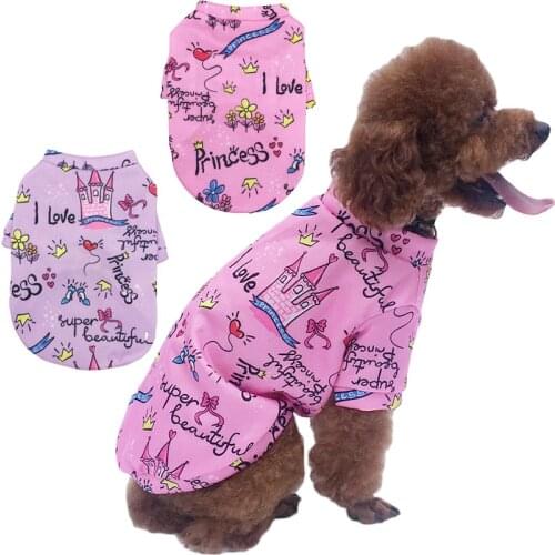 Cute Cat Dog Hoodies Fleece Inner Warm Short Sleeve O-neck Pullover Print Pricess Sweatshirt Coat Tshirt Sweater For Small Dogs