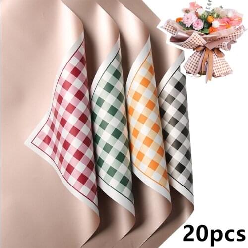 20pcs Plaid Pattern Waterproof Flower wrapping paper flower bouquet floral package flower paper florist materials DIY material
