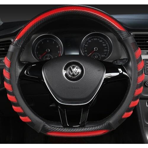 D Shape Leather Car Steering Wheel Cover Four Seasons Steering Wheel Hubs for VW GOLF 7 8 2015 POLO JATTA Interior Accessories