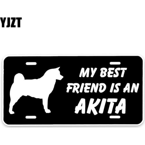 YJZT 15*7.3CM My best friend is a Akita Dog Car Decoration Bumper Window Sticker C1-4646