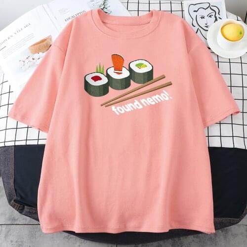 Cartoon Food Sushi Cute Printing Womens T-Shirt Korean Style Casual T Shirts 2021 Summer Cool T Shirt Fashion Ins Tee For Women