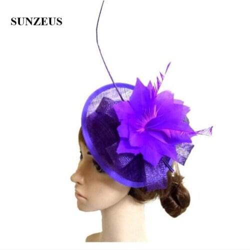 Big Feathers Flower Wedding Hats for Bridal Linen Womens Fascinators Party Hats with Hair Pins SH61