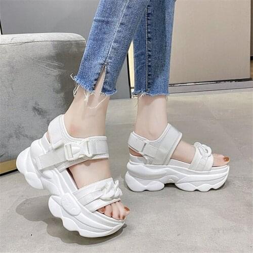 Rimocy Chunky White Platform Sandals Women New Super High Heels Woman Casual Beach Shoes Thick Bottom Summer Sandalias Mujer