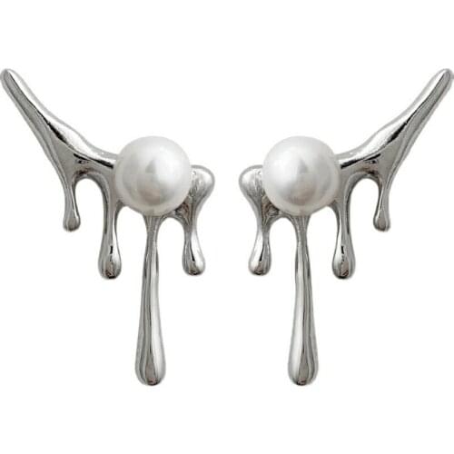 POTCET Womens Irregular Stud Earrings Geometric Fashion Retro Hip Hop Personality Party Jewelry