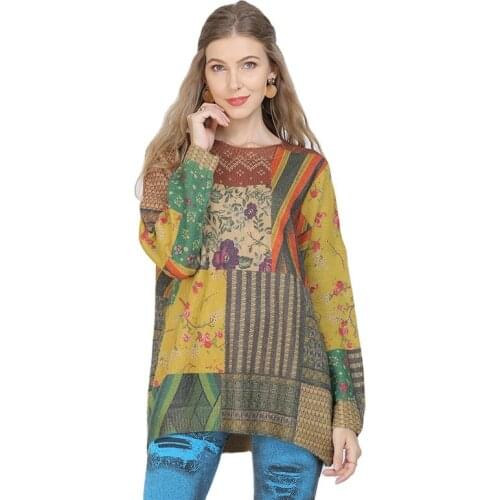 2021 Winter Oversized Sweaters For Women Warm Long Pullovers Dresses Print Jumper Casual Knitted Sweaters Pull Femme