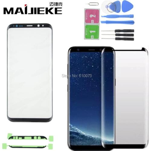 MAIJIEKE For Samsung Galaxy S8 S9 Plus Note 8 LCD Screen Front Outer Glass Lens Kits Replacement+Full Glue 3D Tempered Glass