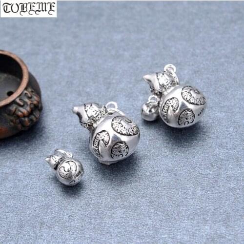 100% 925 Silver Gourd Charm Small Thai Silver Lucky Gourd Pendant Good Luck Charm DIY Bracelet Necklace