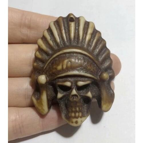 16 pcs Sale Yak Bone Necklace Pendant Charm Mens Carve Amulet Chief Simulation