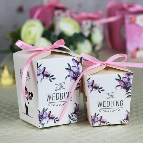 20pcs/lot Chocolate Candy Box Bag Birthday Wedding Party Paper Flower Cartoon Print Small Box DIY Favor Gift Box