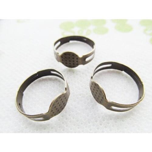 200pcs Adjustable Silver tone/Antique Bronze Round Base Setting Tray Blank Rings,fit 8mm Cameo Cabochon,DIY Accessory Jewelry