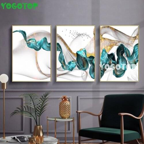 3pcs Full Square Round Drill 5D DIY Diamond Painting Abstract Color Splash Blue Golden Diamond Embroidery Cross Stitch 3D ML1583