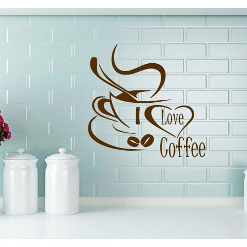 3D Coffee Vinyl Wall Stickers Art Decal Coffee Shop Windows Glass Sticker For Kitchen Room Decor Vinyl Sticker Mural