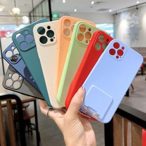 Telescopic Bracket Liquid Phone Case for IPhone 12 11 Pro Max Candy Liquid Stand Holder Case for IPhone Xr X XSMax 7 8 Plus