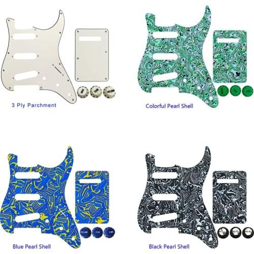 Pleroo Parts - For US Anti-Pickup Scratch Plate Strat With 11 Srew Hole For SSS Guitar Pickguard & Back Plate & Control Knob