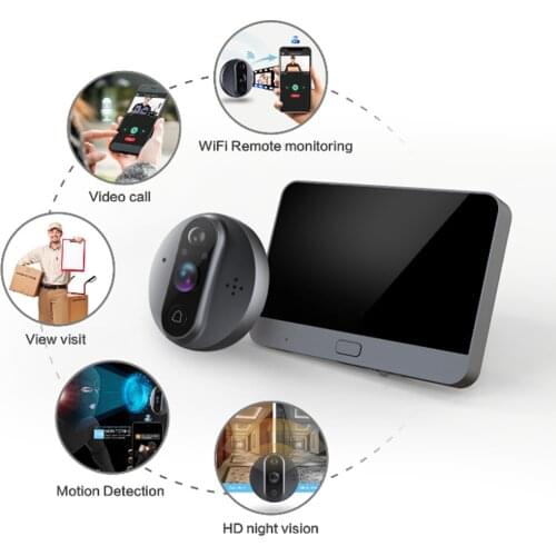 Video Doorbell Wireless WiFi Tuya App Remote Control Smart Door Viewer PIR Motion Rechargeable Security Bell