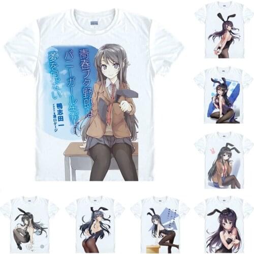 Aobuta Seishun Buta Yaro T Shirt Rascal Does Not Dream of Bunny Girl Senpai Casual TShirt Premium T-Shirt Short Sleeve Shirts