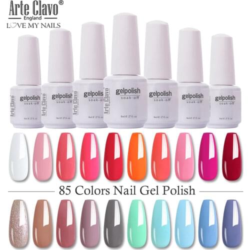 Arte Clavo 8ml Nail Polish Nail Gel Soak Off LED UV Hybrid Gel Lacquer Nail Primer Gel Varnish Red Pink Glitter Nail Makeup