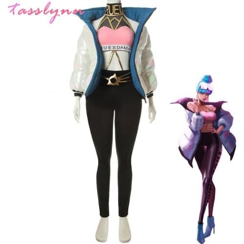 Hot Game LOL Qiyana Cosplay Costumes Assassin Empress of The Elements Costumes Winter Coat Pants for Halloween True Damage