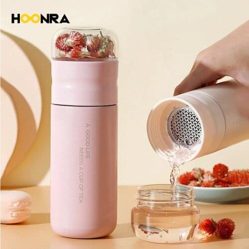 HOONRA Tea Infuser Vacuum Flask 300ml Insulated Cup 316 Stainless Steel Tumbler Thermos Bottle Travel CoffeeThermo Inoxidable