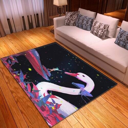 Cartoon Swan Carpet Kids Room Rugs For Living Room Baby Panda Play Mat Soft Parlor Girl Bedroom Non-slip Mat Home Decorative