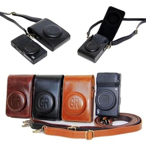 PU Camera Leather Case For Ricoh GR GRII GRIII GR GR2 GR3 Camera Bag Case Cover With Strap