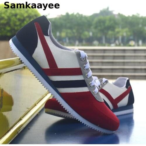 Size 39-46 Mens Casual Shoes Spring Autumn Male Canvas Flats Striped Lace-Up Sneakers Loafers Breathable Zapatos Footwear y33