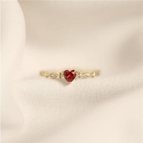 Liemjee S925 Sterling Silver Inlaid Love Ruby Ring Fashion Luxury Simple Jewelry For Women Feature Namour Charm Gift All Seasons