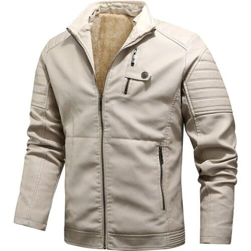 2020 Casual Men Motorcycle Jackets Warm Thick Fleece Leather Jacket Winter New Male Biker Vintage Warm PU Leather Windbreak Coat