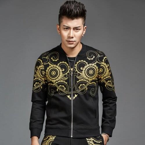 Mens Embroidery Chinese Dragon Stand Collar Bomber BF Baseball Coat Jacket Sz
