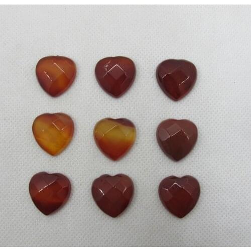 Natural Red Agates Carnelian Beads Cabochon 18mm Faceted Heart Gem stone Jewelry Cabochon Ring Face 5pcs/lot