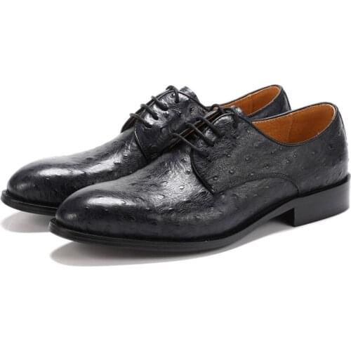 2020 New Black / Dark Blue Business Shoes Mens Dress Shoes Genuine Leather Social Shoes Male Formal Wedding Shoes