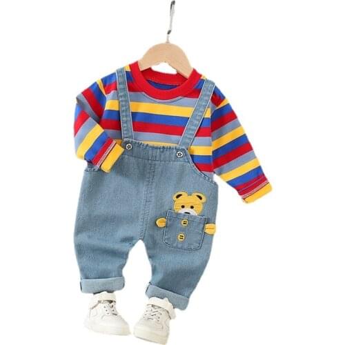 New Spring Autumn Baby Boys Girls Clothes Suit Children Cotton T-Shirt Overalls 2Pcs/Sets Toddler Sports Costume Kids Tracksuits