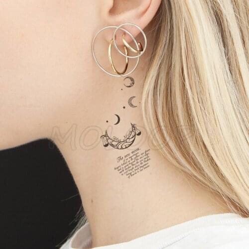 Water Transfer Black Sexy Crescent Balance Tattoo Body Art Waterproof Temporary Fake Flash Tattoo for Man Woman Kid 10.5*6 Cm
