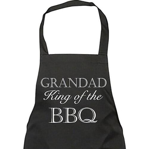 Personalised Apron Grandad King of the BBQ Black Apron,Custom Fathers Day Novelty Birthday Christmas Gifts,Baking Funny Apron
