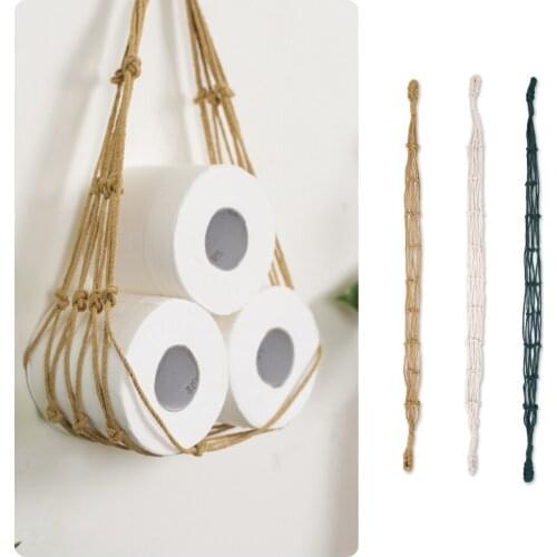 Nordic Hanging Cotton Rope Holder For Toilet Paper Magazine Books Holder Home Hotel Storage Hanging Pocket Rack Bathroom Decor