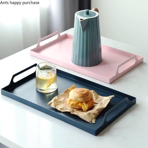 Stainless Steel Rectangle Storage Tray Metal Solid Color Decorative Plate Tea Tray Dessert Cake Pan Decorative Finishing Tray