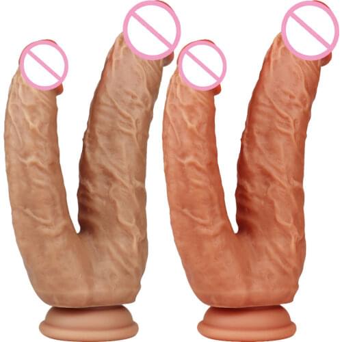 Silicone Realistic Double Ended Dildo for Anal Plug Dual Sided Headed G-spot Big Penis for Women Lesbian Masturbator Sex Toys