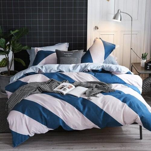Luxury Nordic style home textiles bedding sets simple stripes bed linens bedclothes Duvet Cover set Quilt cover Queen king size
