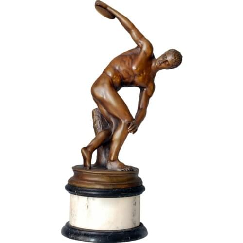 Classical Discobolos Statue Art by Greek Famous Myron Bronze Replica Discus Throw Sculpture Statuette Collection Home Decor