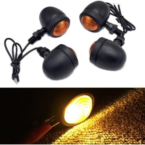 JEAZEA Motorcycle 4x 12V Bullet Turn Signal Indicator Lights Lamp for Harley Chopper Yamaha Suzuki Kawasaki Dirt Bike Ducati