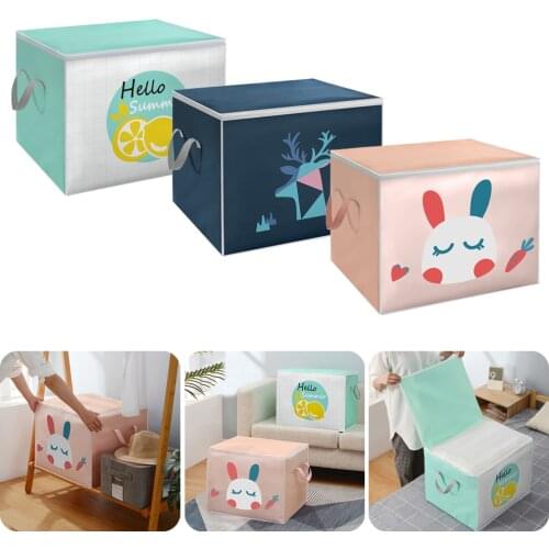 Storage box foldable fabric with lid handle household storage cubic closet storage clothes underwear quilt books toys
