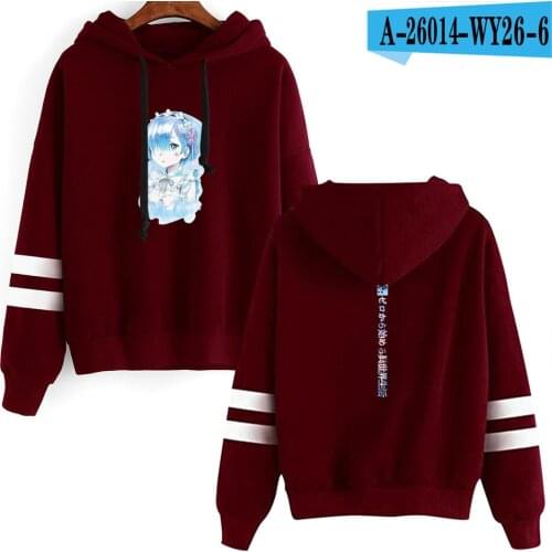 Women Casual Sweatshirt girl hooded Anime Re:Life In A Different World From Zero Cosplay Costume Rem and Ram print Hoodie tops