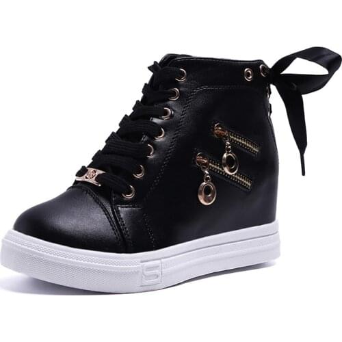 2019 Autumn High Top Wedge Platform Sneakers Women Casual Shoes Hidden Heels Ladies Sneakers Women Shoes YYJ271