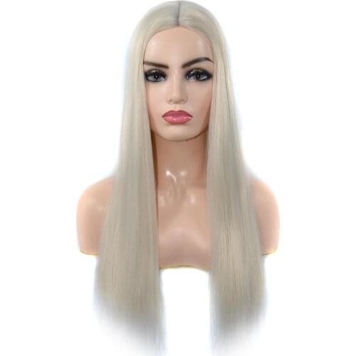 ZM Hair Long Straight Wigs with White Synthetic Wigs for Women Beige soft long straight hair wig