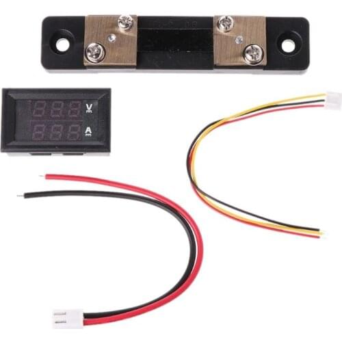 2020 New 0-100V/50A Red Blue Digital Voltmeter Ammeter 2in1 DC Volt Amp Meter W/ Shunt