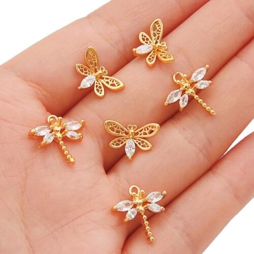 2021 Korea New Design Fashion Jewelry Exquisite Copper Inlaid Zircon Opal Butterfly Dragonfly Pendant Elegant Female Necklace