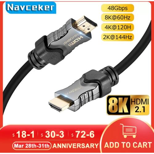 2020 Best 8K 48Gbps 2.1 HDMI Cables 4K HDMI 2.1 Cable eARC Cabo HDMI 2.1 UHD Dynamic HDR HDMI 2.1 Cable for 8K Samsung QLED TV