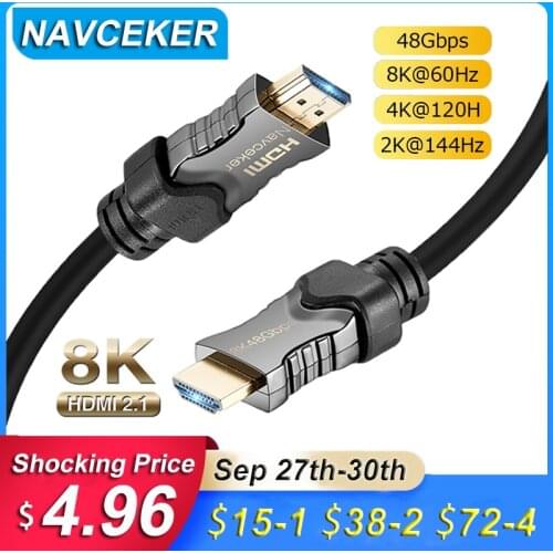 2020 Navceker 8K HDMI 2.1 Cable 48Gbps eARC 4K@120Hz HDMI Cable 2.1 4K HDMI2.1 Cable Dynamic HDR HDMI Cable 2.1 UHD HDMI 2.1 8K