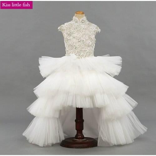 Free shipping High Low Formal Dresses First Communion Party Decorations Flower Girl Pageant Dresses